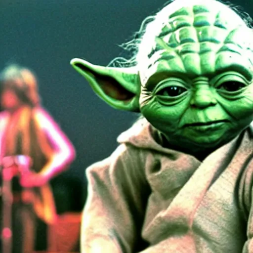 Image similar to yoda performing at woodstock