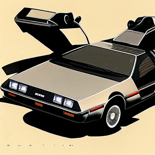 Image similar to Delorean concept as drawn by syd mead