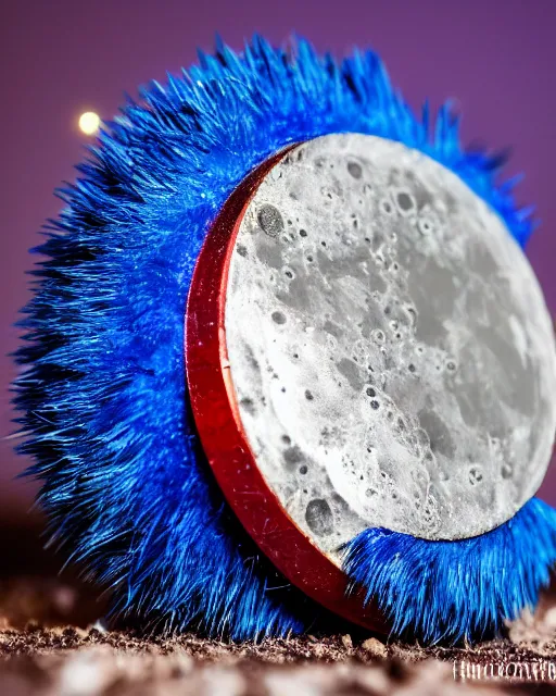 Image similar to An extremely beautiful studio photo of Sonic the Hedgehog on the Moon, bokeh, 90mm, f/1.4