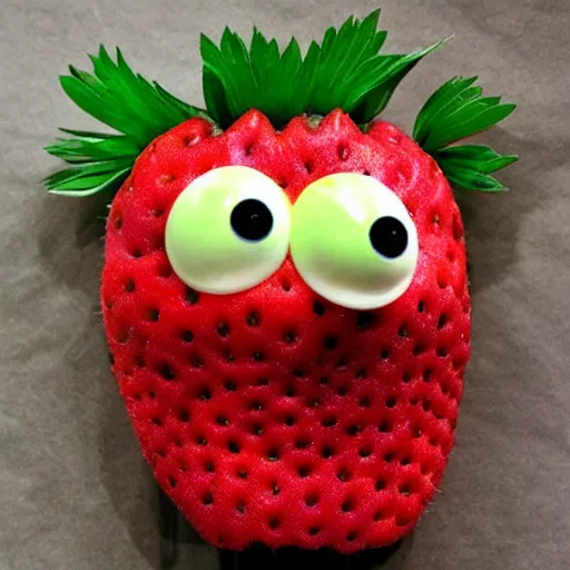 Image similar to strawberry creature with multiple eyes