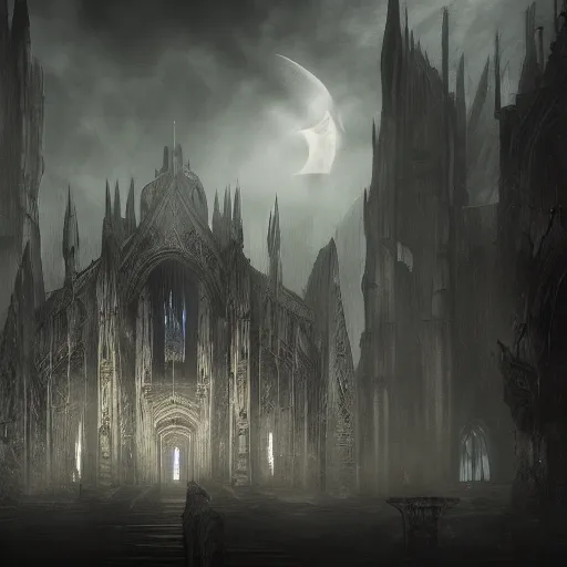 Prompt: a dark haunted cathedral, demonic, vampiric architecture, epic fantasy art, sharp, fantasy, mystical atmosphere, mist, gloomy, horror, trending on artstation, deviantart, high detail, photorealistic, hyperrealistic, high definiton, 4 k uhd