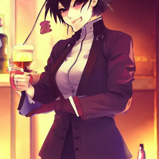 Image similar to portrait of the bartender, anime fantasy illustration by tomoyuki yamasaki, kyoto studio, madhouse, ufotable, comixwave films, trending on artstation
