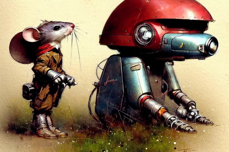 Image similar to adventurer ( ( ( ( ( 1 9 5 0 s retro future robot mouse explorer vehical. muted colors. ) ) ) ) ) by jean baptiste monge!!!!!!!!!!!!!!!!!!!!!!!!! chrome red