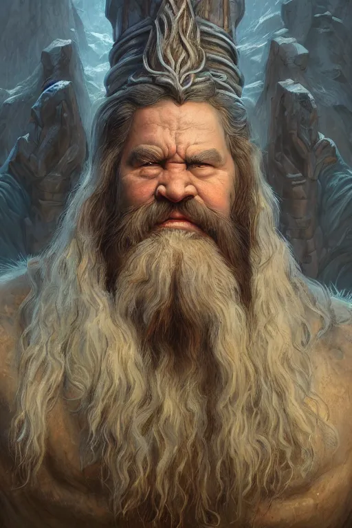 Prompt: a beautiful matte painting of a portrait of a dwarven druid, slender symmetrical face and body, fantasy, octane render, 1 6 k, 8 k, high res, well rendered, art by john howe and keith parkinson and larry elmore, trending on artstation, featured on behance, cgsociety.