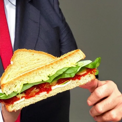 Prompt: photo of a fusion between boris johnson and a sandwich