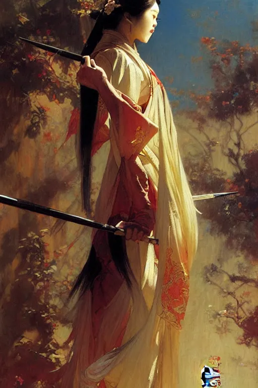 Image similar to wuxia, painting by gaston bussiere, craig mullins, j. c. leyendecker