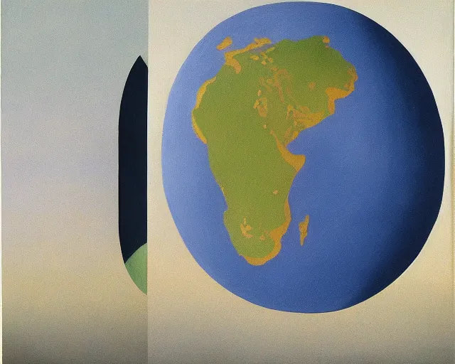 Prompt: map of the world by rene magritte