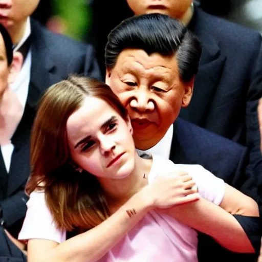 Prompt: emma watson putting xi jinping in a sleeper hold