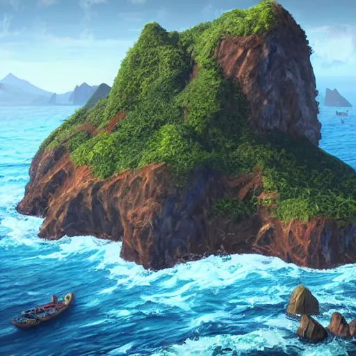 Image similar to uncharted 4 island, painting