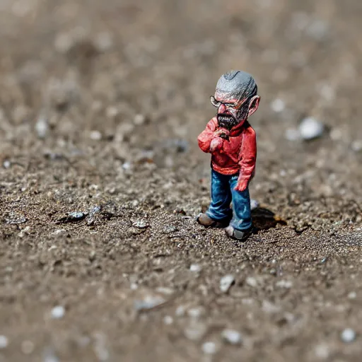 Image similar to macro photo of a miniature walter white figure, canon 8 0 d, canon 1 0 0 mm f / 2. 8, 4 k,