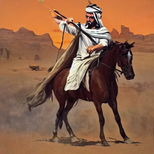 Image similar to Painting of Larry David leading a battle in the Great Arab Revolt