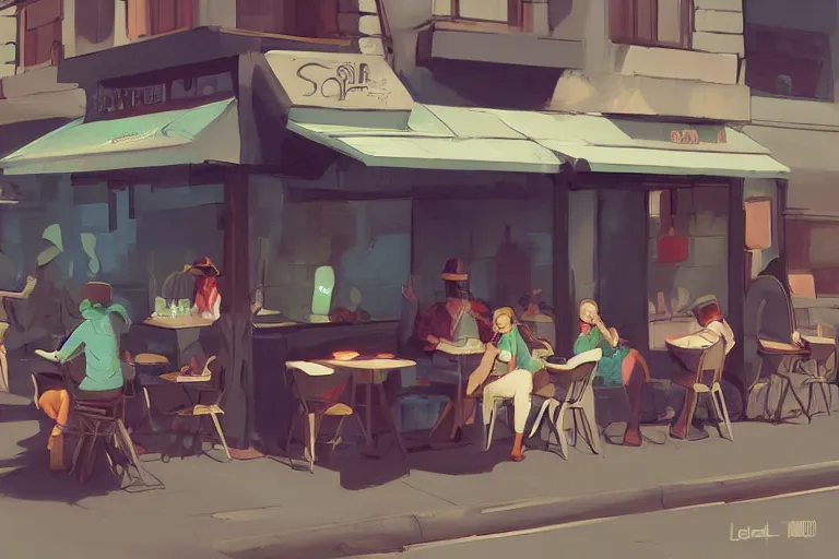 Image similar to street coffee shop, by loish trending on artstation deviantart