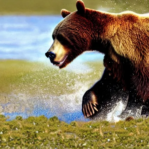 Prompt: realistic photograph of a bear attacking a horse