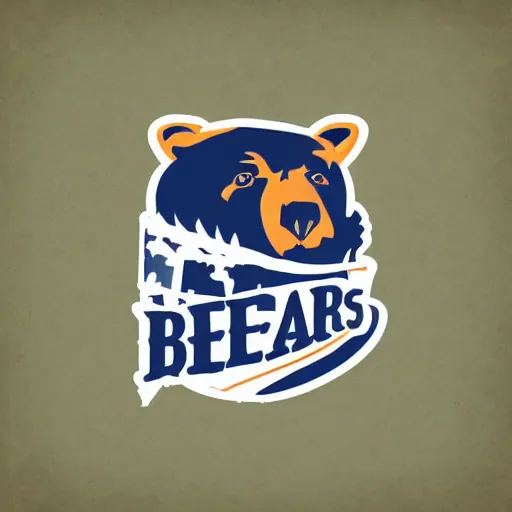 Image similar to A logo for the Bears sports team with a bear mascot grasping a Rugby Union football, vectorised, graphic design, NFL, NBA