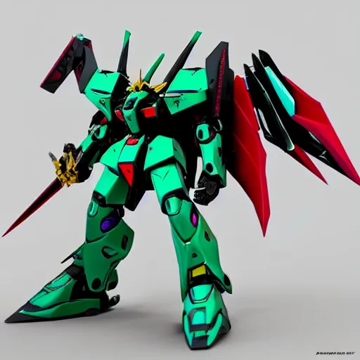 Prompt: deathscythe custom sazabi custom, by alex pardee, 3 d, 8 k hd resolution, highly saturated colors