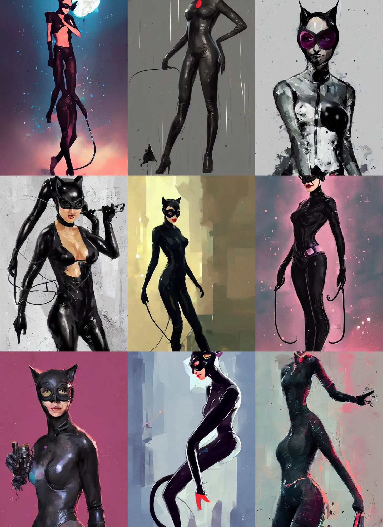 Prompt: a beautiful digital painting art of a full body portrait of catwoman, artwork by ismail inceoglu, trending on artstation