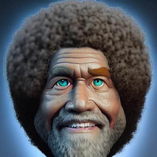 Prompt: bob ross cyborg. glowing eyes, cel shaded, rotoscope, concept art, octane render, unreal engine 5, highly detailed, high quality, 8 k, soft lighting, realistic face, path traced