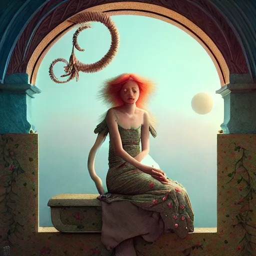 Image similar to lullaby of hope happiness, moody : : wes anderson, roger dean, sophie anderson, esao andrews : : ornate, dynamic, particulate, intricate, elegant, highly detailed, centered, artstation, smooth, sharp focus, octane render, 3 d