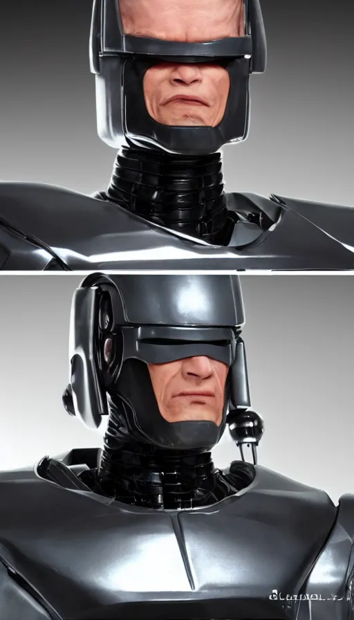 Image similar to robocop wrestlemania, detailed facial expression