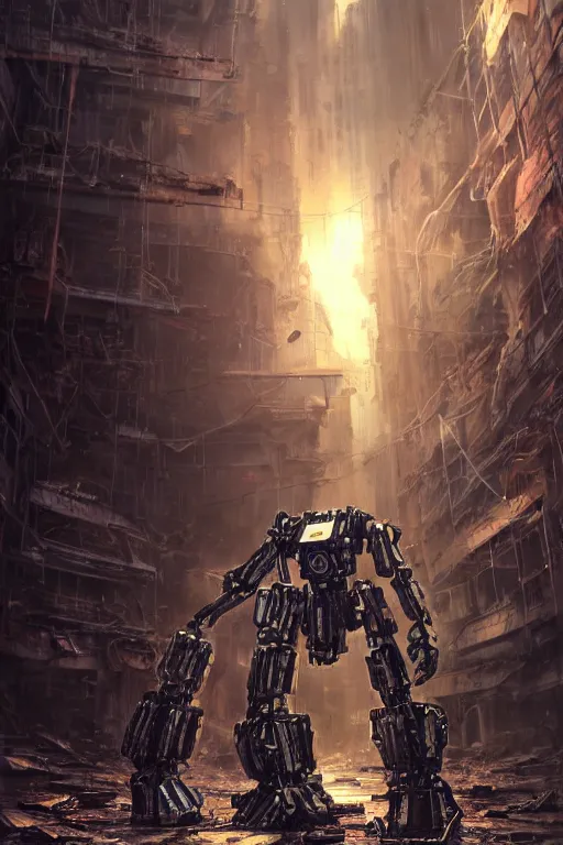Image similar to a futurecore boxing humanoid mecha in ruin city, bright, by real steel ( 2 0 1 1 ), sharp focus, eve venture, raymond swanland, cryengine, post apocalyptic, mechanical structure, unreal engine 5, 8 k realistic, hyper detailed, bright, background by greg rutkowski,, digital painting, concept art, dof