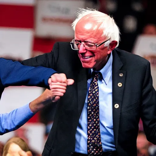 Image similar to bernie sanders punching joe biden