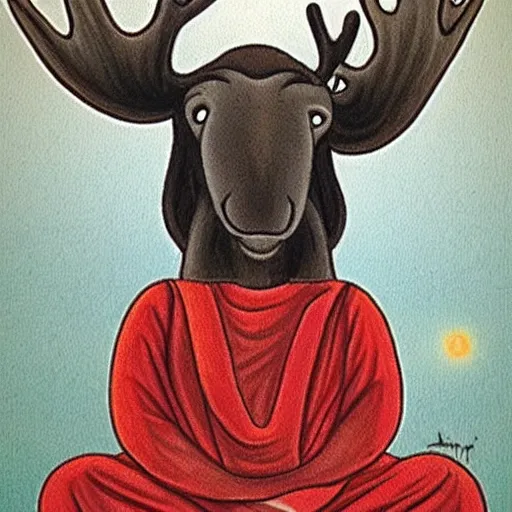 Image similar to i'm a metta ( meditation ) moose. i want to bring flourishing to the stars