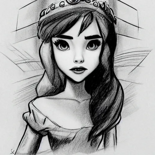 Image similar to milt kahl pencil sketch of chloe grace moretz as snow white