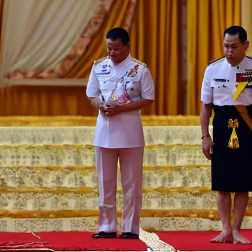 Image similar to Vajiralongkorn wearing a diaper during holy ceremony