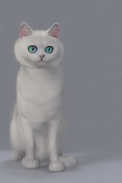 Image similar to a white cat with blue eyes wearing a red formal overcoat, hyperrealistic, concept art, octane render, unreal engine 5, realistic and defined face, profile picture, digital art, pixar and disney style, symmetrical, high quality, highly detailed, high coherence, path traced, house background, low contrast, beautiful, elegant clothes