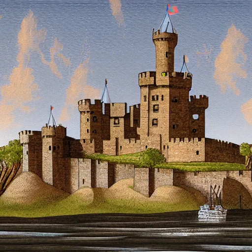 Image similar to Illustration of a medieval castle on a floating island