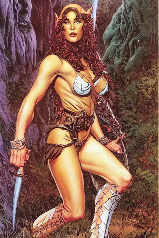 Image similar to A beautiful Elf woman by larry Elmore, Jeff easley and Frank Frazetta, and Boris Valejo