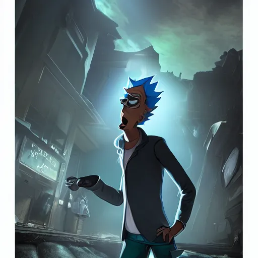 Image similar to full body pose, hyperrealistic photograph of rick sanchez from rick and morty, dim volumetric lighting, 8 k, octane beautifully detailed render, extremely hyper detailed, intricate, epic composition, cinematic lighting, masterpiece, trending on artstation, very very detailed, stunning, hdr, smooth, sharp focus, high resolution, award, winning photo, dslr, 5 0 mm