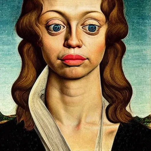 Prompt: miley cyrus as gollum, elegant portrait by sandro botticelli, detailed, symmetrical, intricate