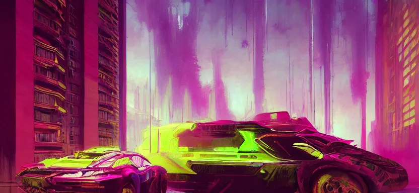 Image similar to beautiful masterpiece painting of a luxury apartment in a future radioactive glowing swamp, halo vehicle, grunge cyberpunk, by Remedios Varo and Anato Finnstark and Greg Rutkowski, dayglo pink, dayglo blue, by Craig Mullins, ilya kuvshinov, krenz cushart, artgerm, 8k, trending on ArtStation