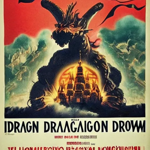 Image similar to poster for movie about Dragon Invasion of Moscow,