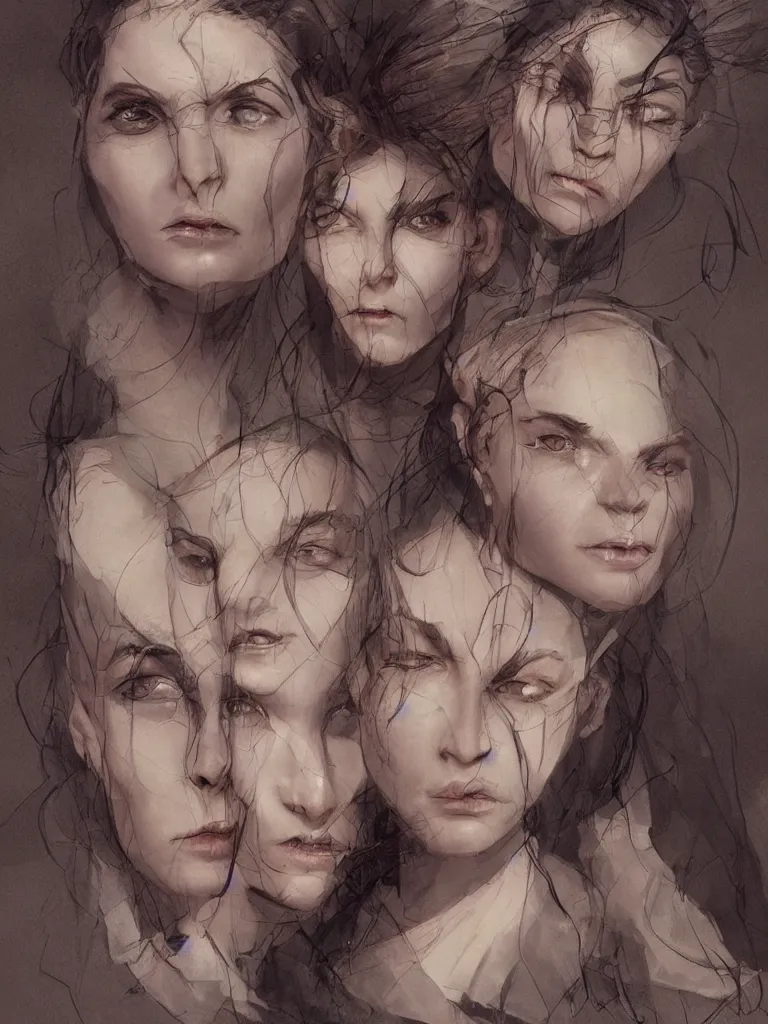 Prompt: fractured female faces by disney concept artists, blunt borders, rule of thirds