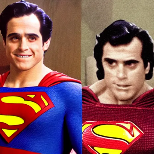 Image similar to danny devito as superman