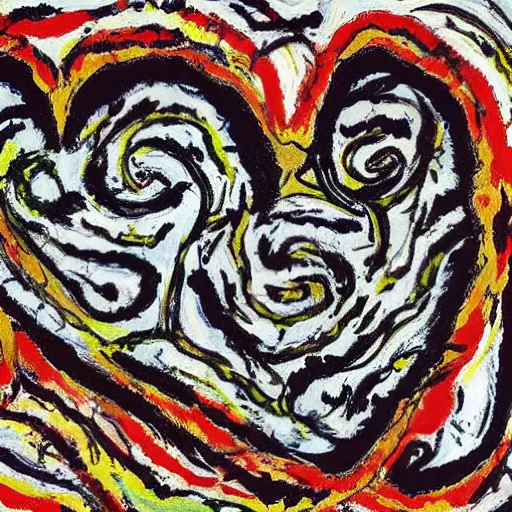 Prompt: Jackson Pollock painting of a human heart