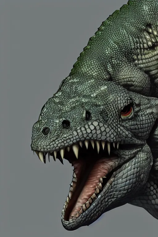 Image similar to lizardman, gray scales, anime, hd,