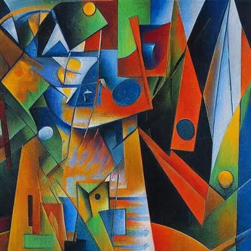 Prompt: intricate, amazing, abstract and / or modernism, cubism and / or romanticism, painting by sergi voltz