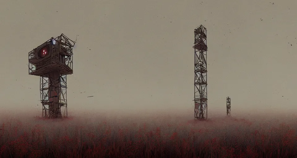 Image similar to Derelict Radio Tower in a pine forest landscape, rendered by zdzisław beksiński, simon stålenhag, Beeple, environment concept, digital art, starwars, unreal engine, 3 point perspective, WLOP, trending on artstation, low level, 4K UHD image, octane render,