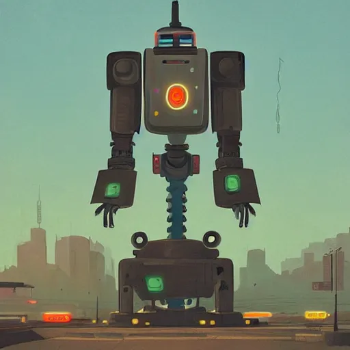 Prompt: robot in the style of simon stalenhag