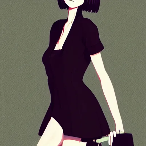 Image similar to elegant girl in urban outfit, digital painting, fan art, pixiv, by Ilya Kuvshinov, by Studio Ghibli