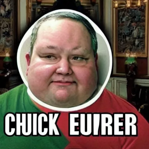 Prompt: fat chuck emperor meme fail