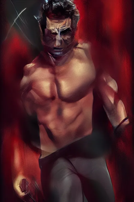 Image similar to Ryan Reynolds as Wolverine high quality digital painting in the style of Robert Kirkman