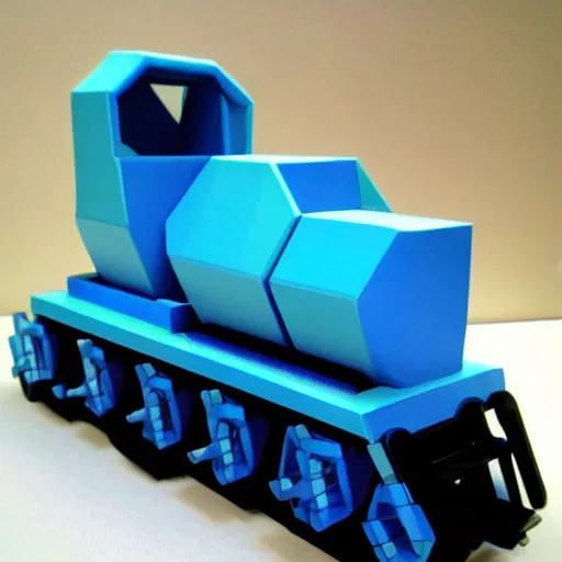 Image similar to a blue hexagonal train from the movie tron : legacy