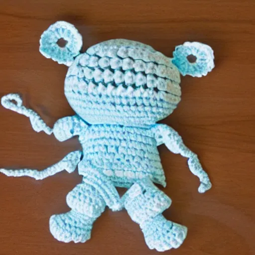 Prompt: product image of a cute crochet grandma made of crochet who's making a crochet. high resolution