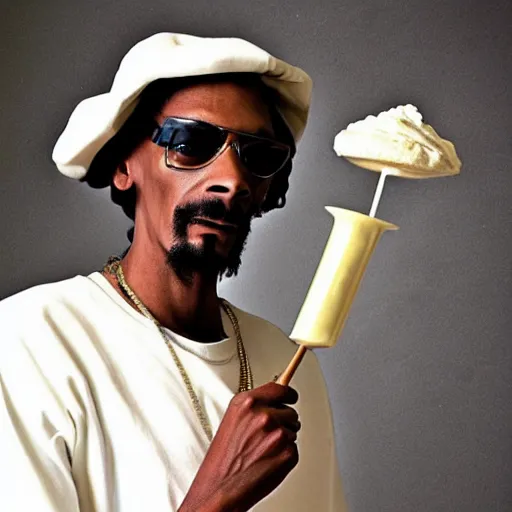 Prompt: snoopdogg churning butter