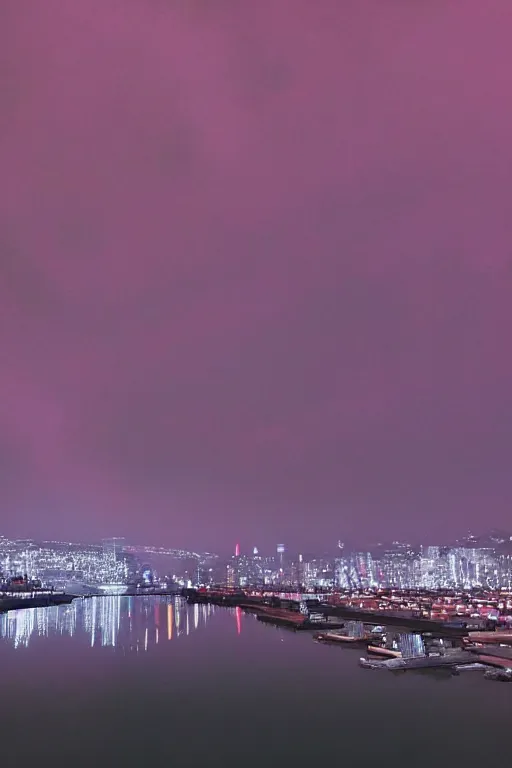 Image similar to the sky above the port was the colour of television tuned to a dead channel, cyberpunk