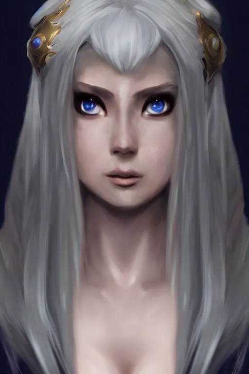 Image similar to Luna from Dota 2, high fantasy, detailed face, artstationhd, trending on artstation
